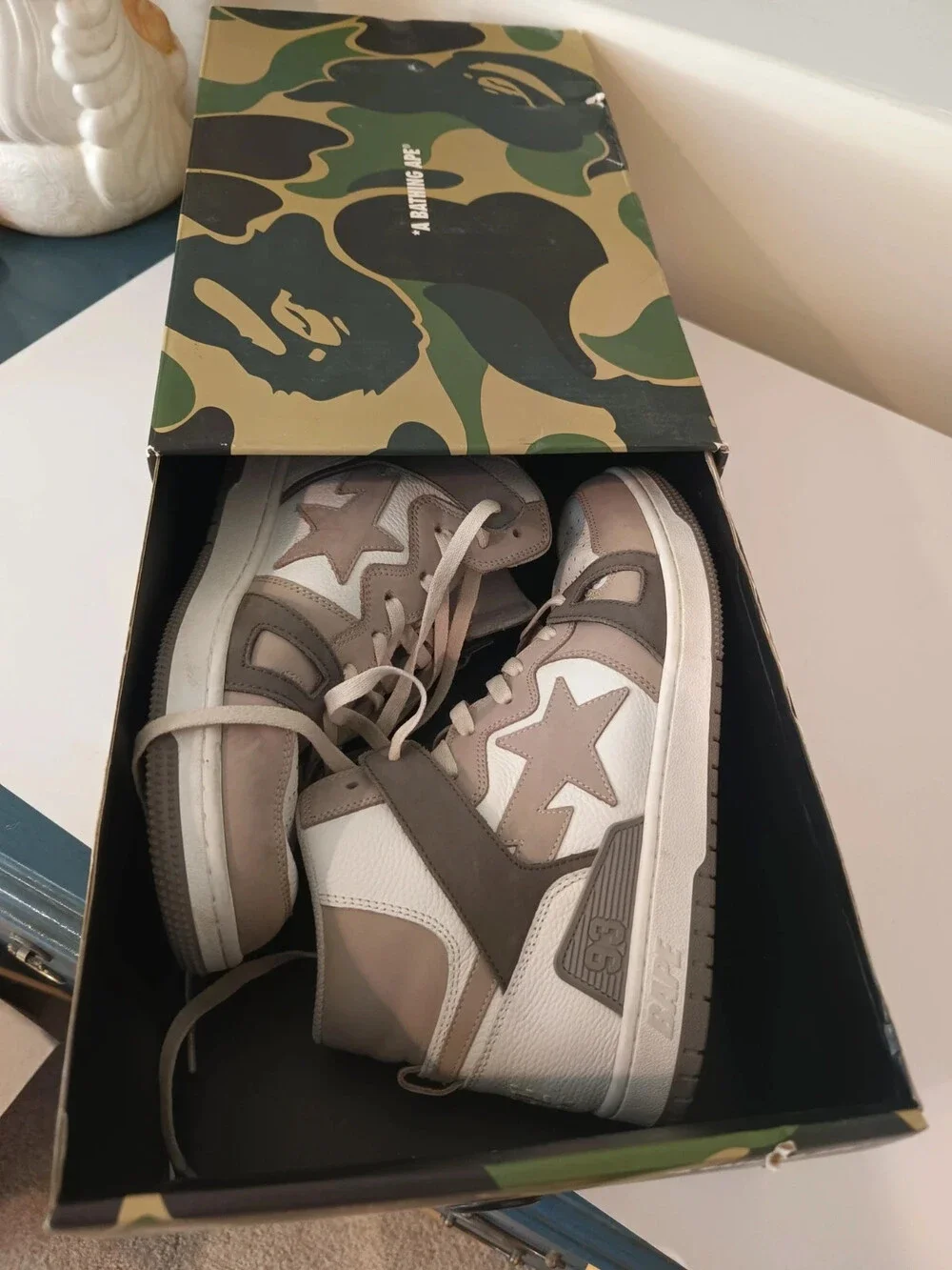 BAPE gray STA 93 M1 hi sneakers Sz 12